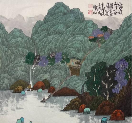 画家陈宝元中国色彩山水画
