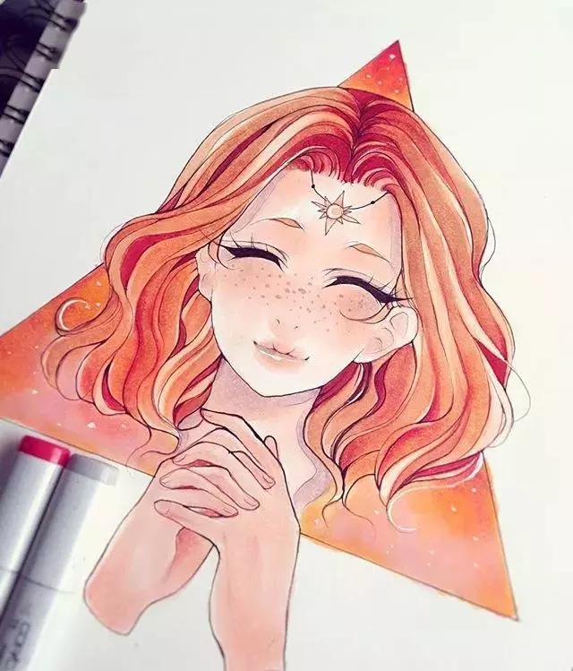 【马克笔手绘】人物眼睛,嘴巴和头发的画法,大佬的上色好厉害