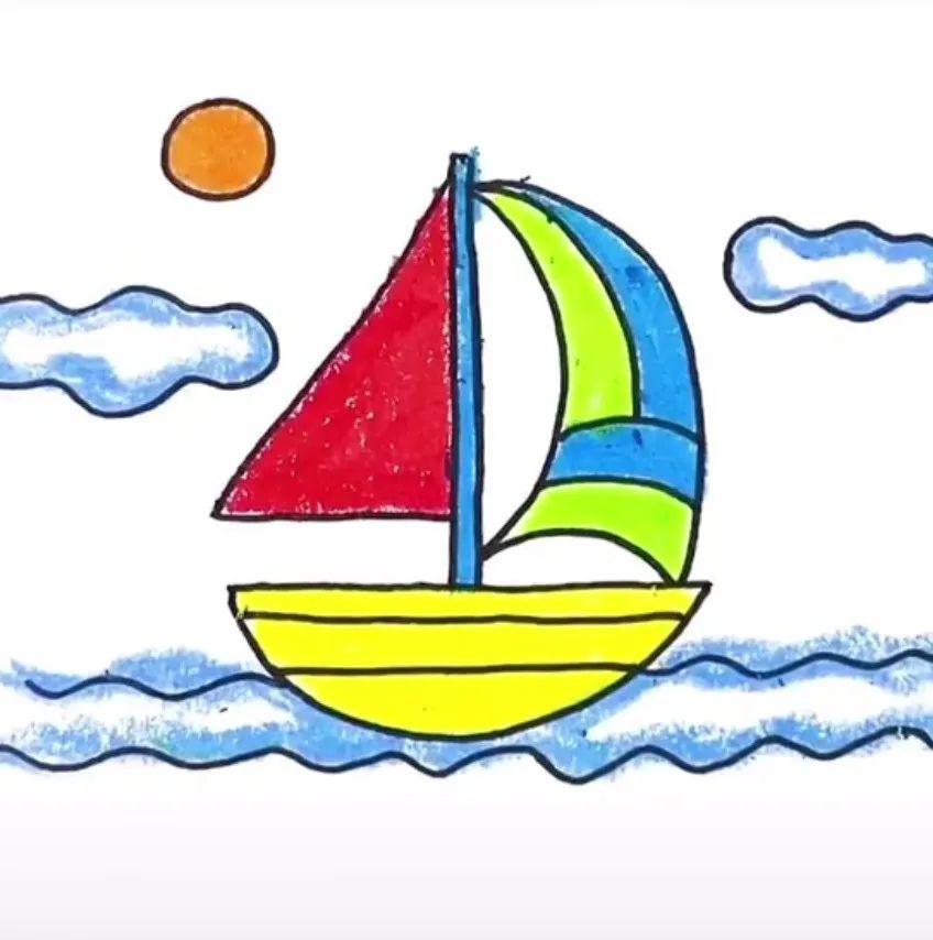 "疫"起做手工|幼儿园给亲子准备的简笔画彩色的帆船!