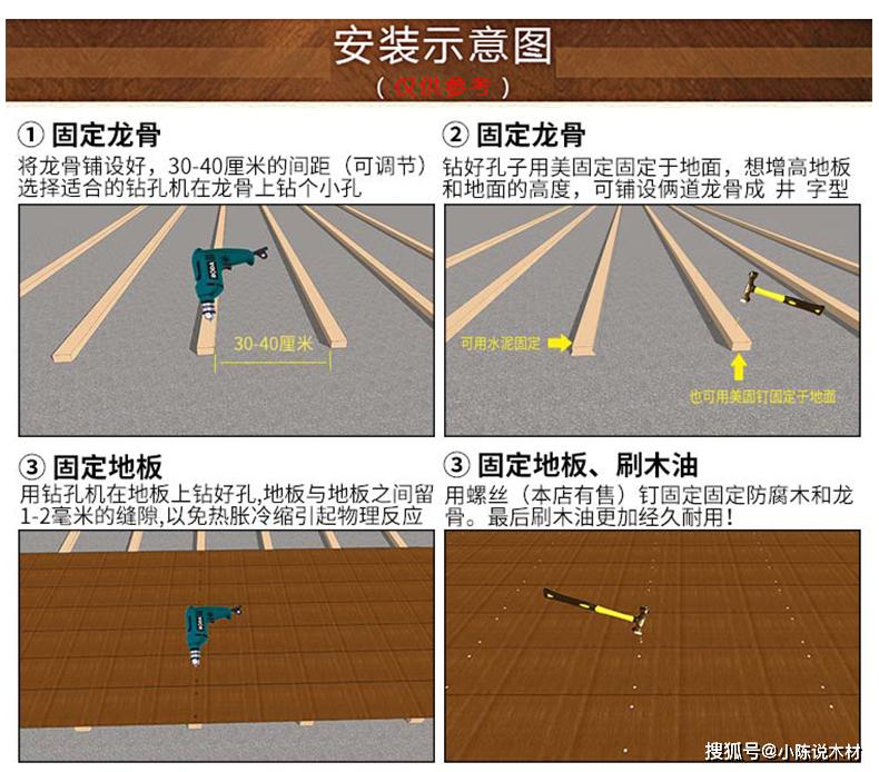 常见的户外菠萝格防腐木安装方法和步骤如下： 