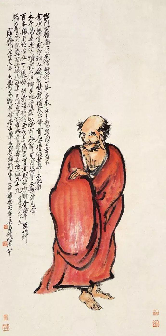 大师吴昌硕罕见人物画,生动古拙