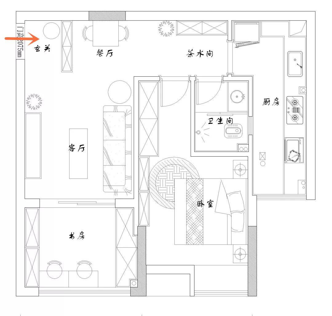 50㎡北欧风单身公寓,巧用玻璃门,换来会"变身"的大客厅!