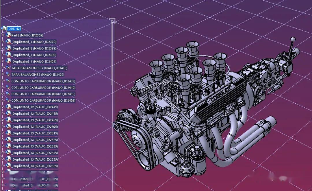 【发动机电机】ford 427福特汽车发动机模型3d图纸 stp格式