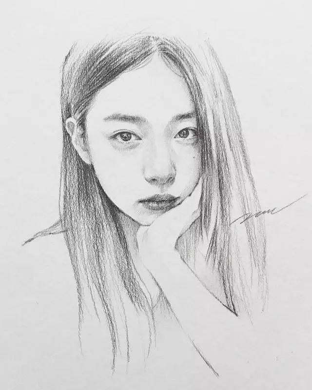 轻松感十足的素描,画中小姐姐好漂亮!比上色还好看