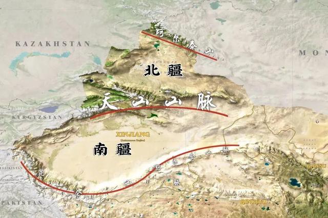 02地理环境因素 新疆现在以天山为界,被分为南疆和北疆,是中国陆地
