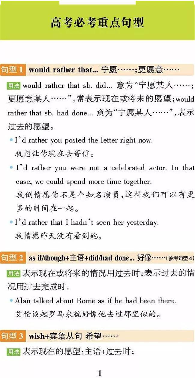 整理■2020年考生必看!高考英语重点句型整理