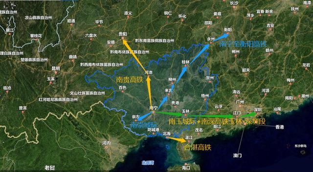 未来8年广西高铁分布图:桂林强势升级,北海,玉林打通广深通道