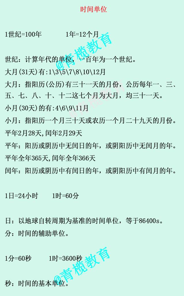 小学数学最常用的单位换算 1 6年级都要考 附练习及答案 教育