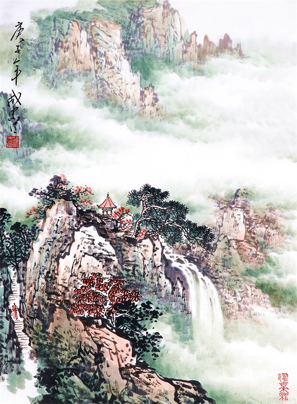 他的山水画折射出易经理念光辉的图式