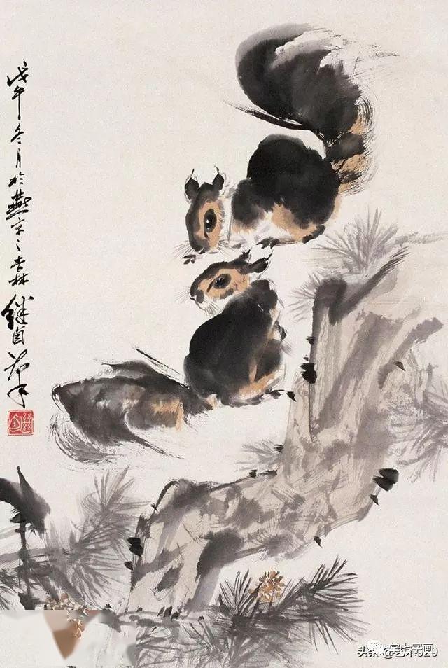 刘继卣画笔下的小松鼠,活泼有趣
