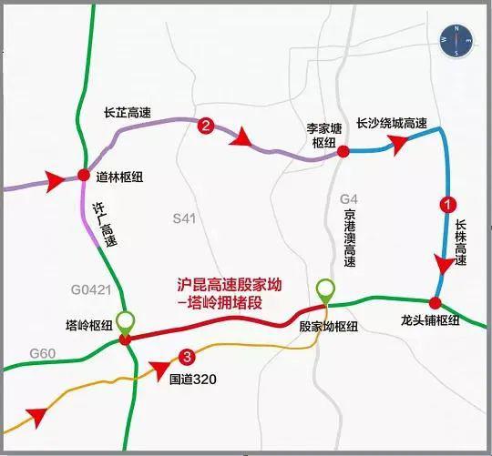 (四)g6021杭长高速长沙段绕行线路图