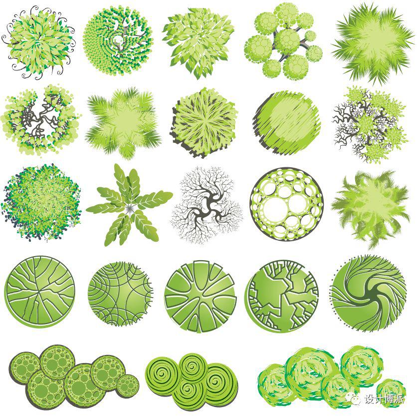 "春季风平面植物素材包" eps矢量图文件 让你的平面图,立马充满活力