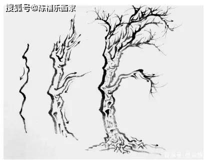 树鳞树枝树根树叶以及组合树的画法