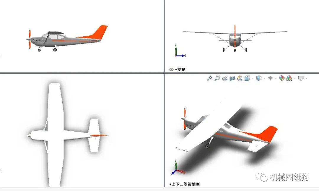 【飞行模型】cessna-150小型飞机简易模型3d图纸 solidworks设计