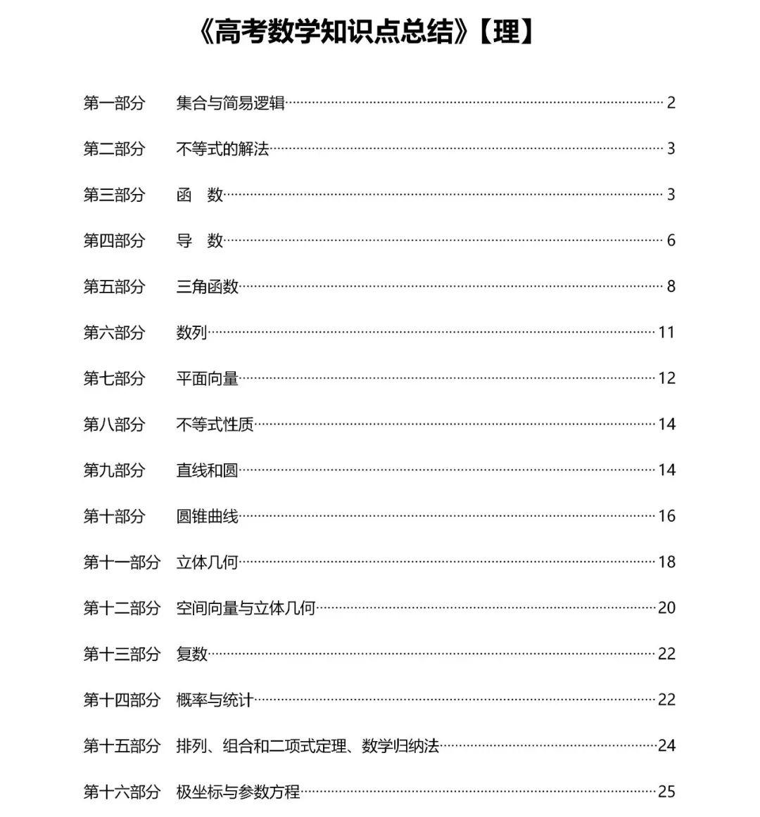 『音视频』数学干货丨高考数学知识点大全（理科版·138个）