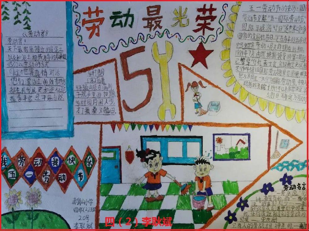 赤岗山小学开展"劳动最光荣"手抄报评比云展示活动