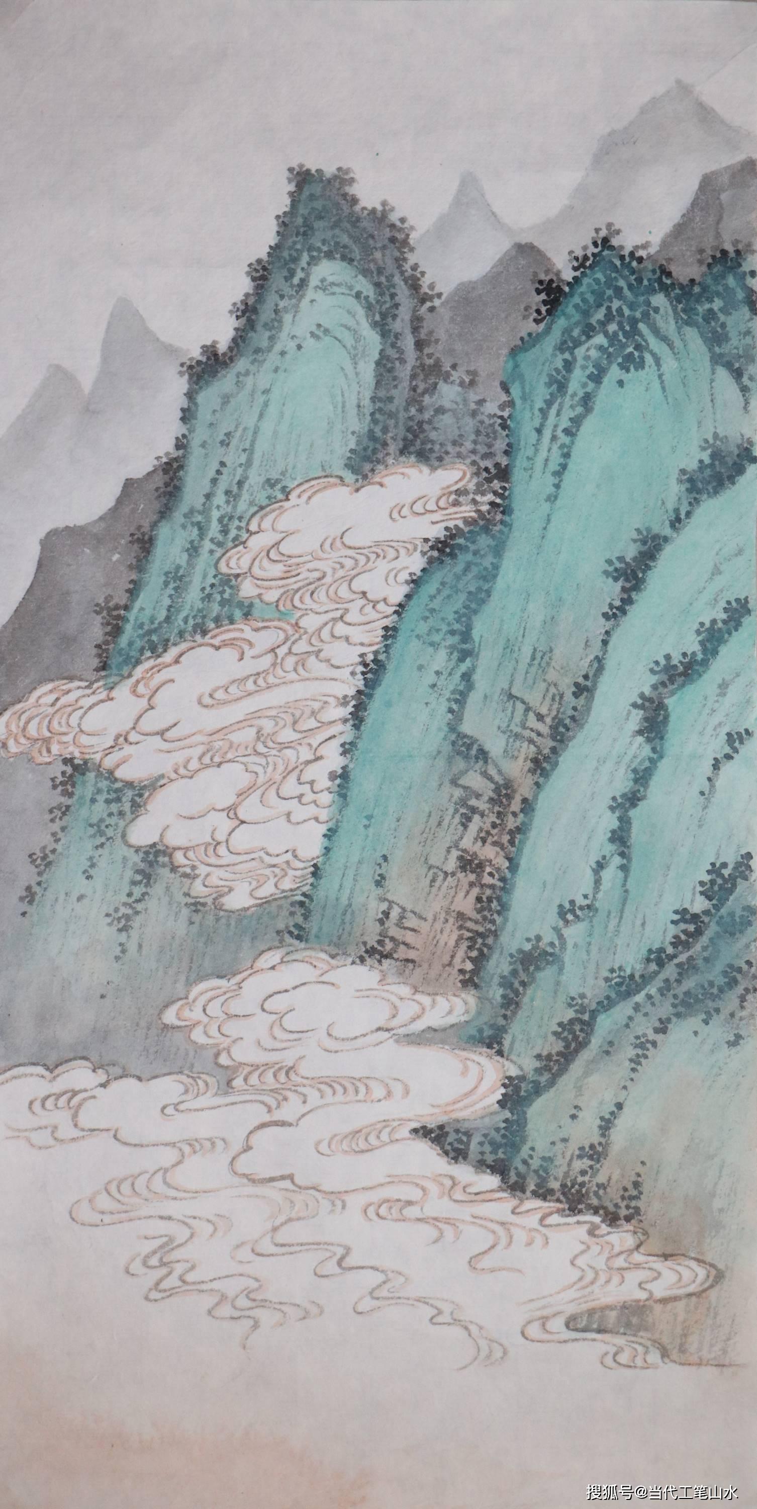 传统工笔山水中常用云的画法