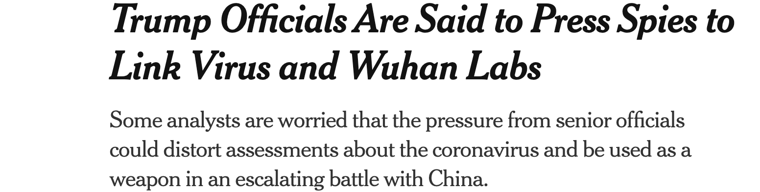 特朗普施压情报机构查“病毒”