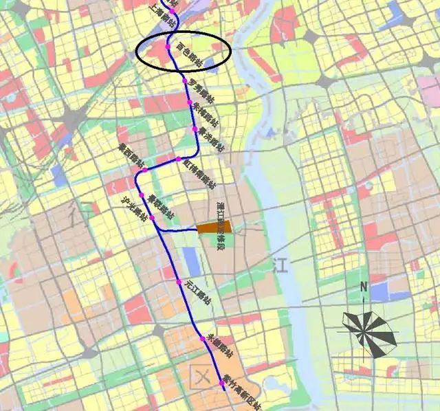 下面是上海轨道交通15号线的百色路站以南的地图.