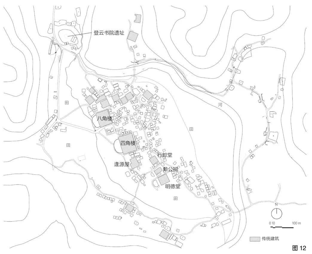 图12 仙坑村聚落平面图(图片来源:东莞市万科房地产有限公司提供底图