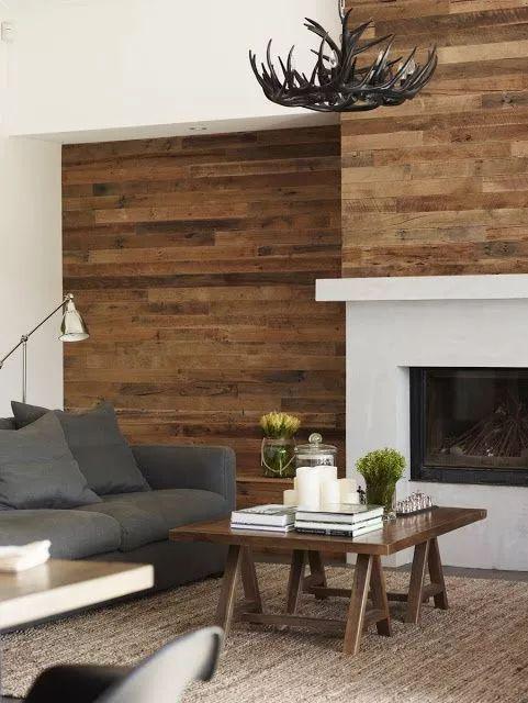 木板背景墙给客厅卧室增添自然纹理
