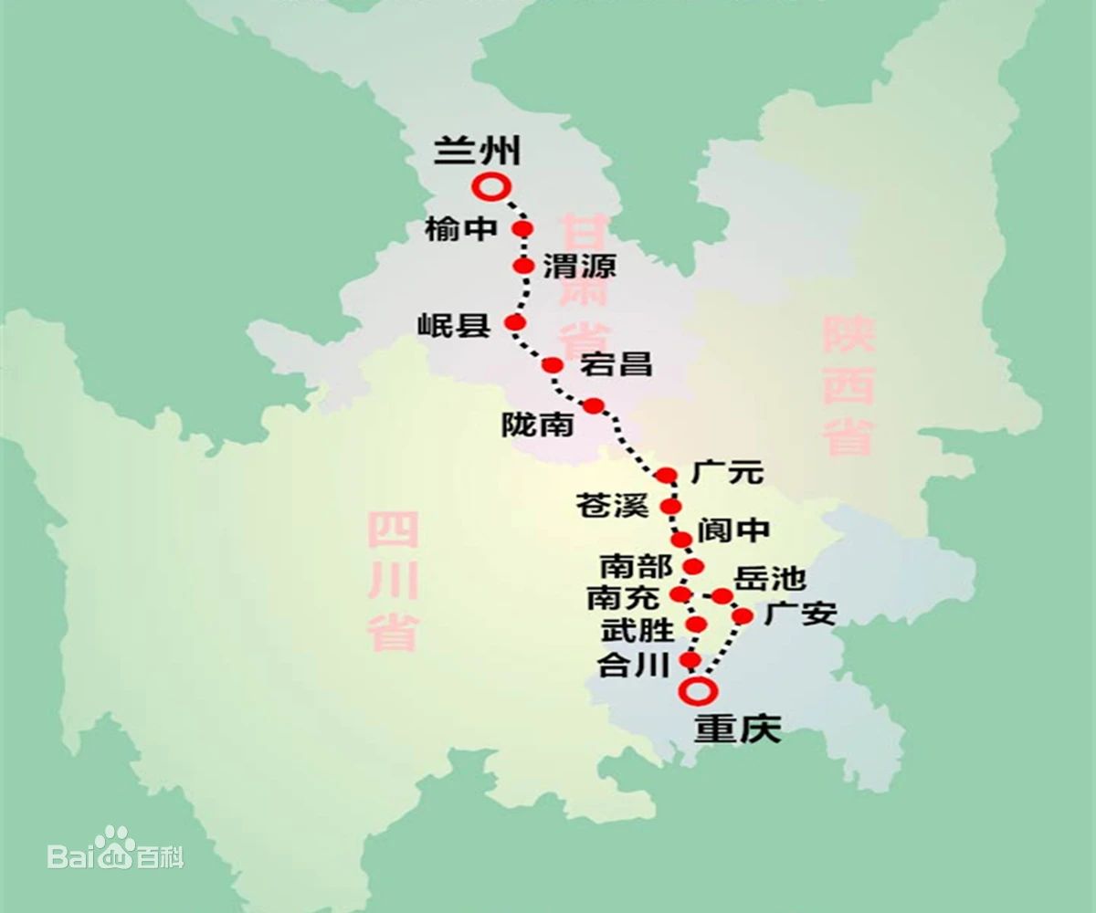 兰渝铁路线路示意图 来源:百度百科