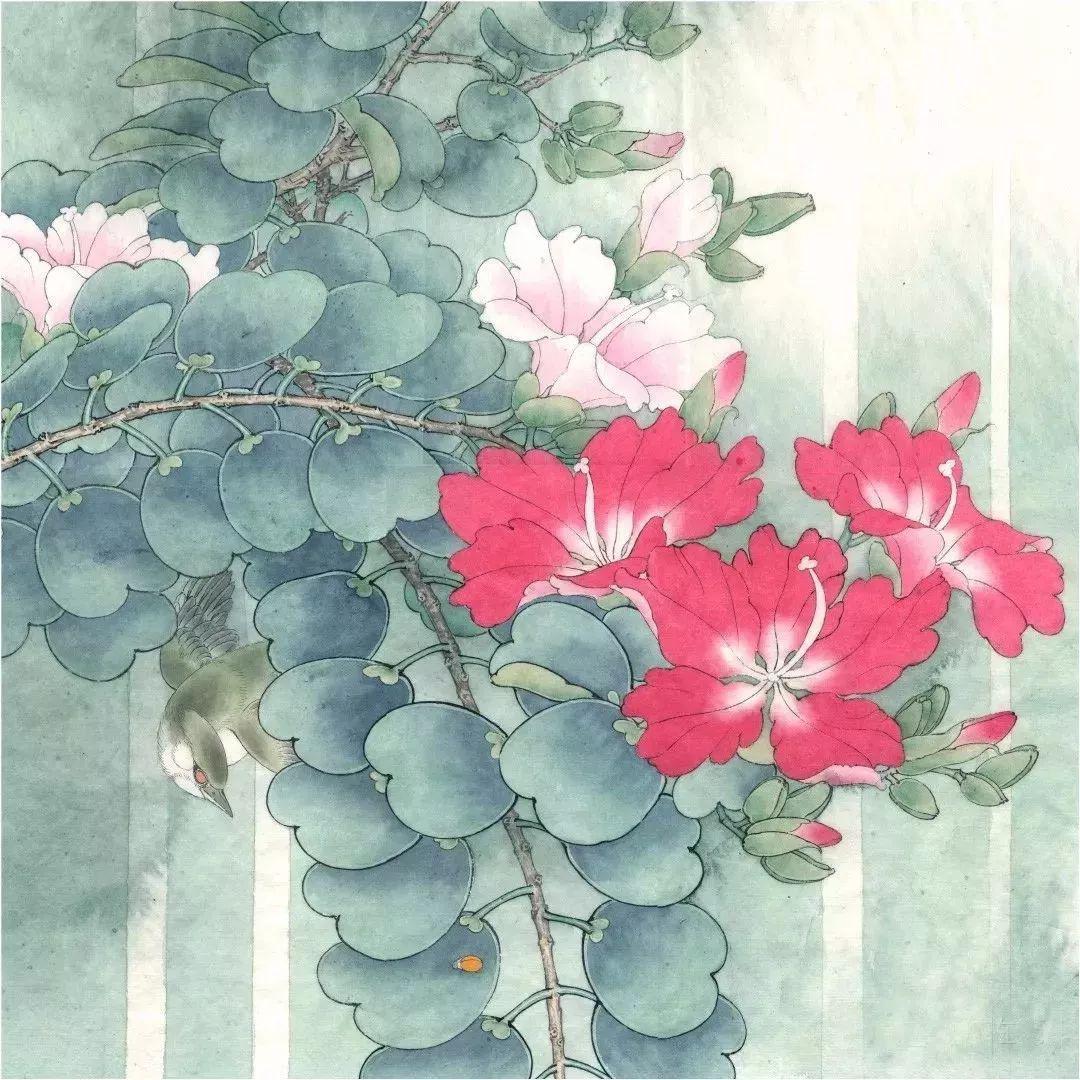 【国画教程】《绣眼紫荆花》绘制步骤