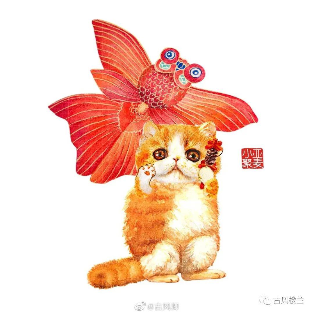 若在古代猫都比你闲适慵懒猫插画头像换起来