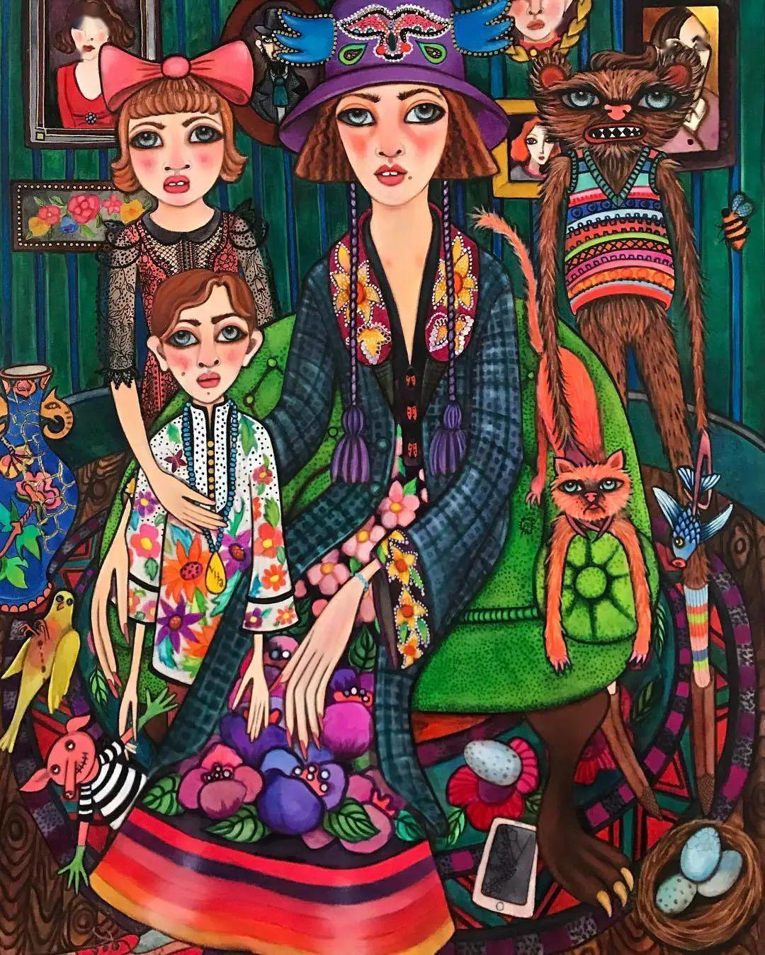 时尚插画丨helendowniegucci风之亲闺女系列