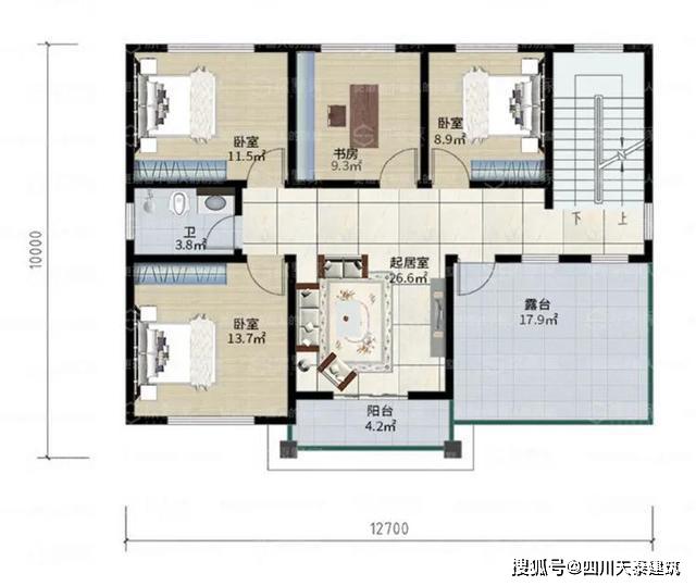 四川乐山农村两层新中式自建房设计图乡村别墅,占地百