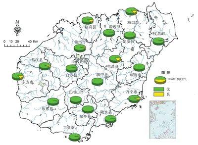 五指山,琼海,定安,保亭,琼中等5个市县优级天数比例为100%;其余13个市