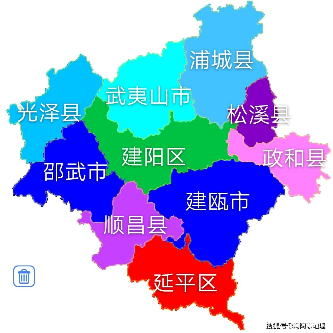 原创南平市2区3市5县,建成区面积排名,最大是建阳区,最小是顺昌县