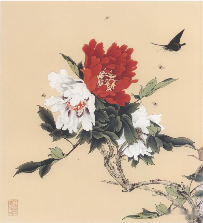 王道中工笔花鸟,春意盎然!_牡丹