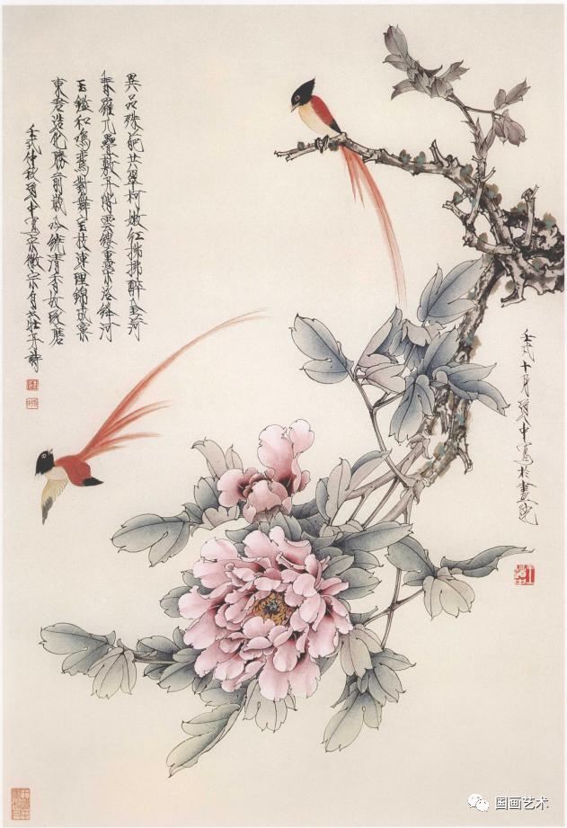 王道中工笔花鸟,春意盎然!_牡丹