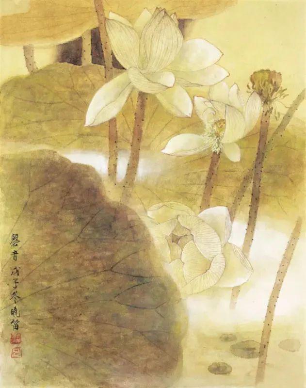 纪管彤|工笔重彩荷花特殊技法班(学3幅只需200元)