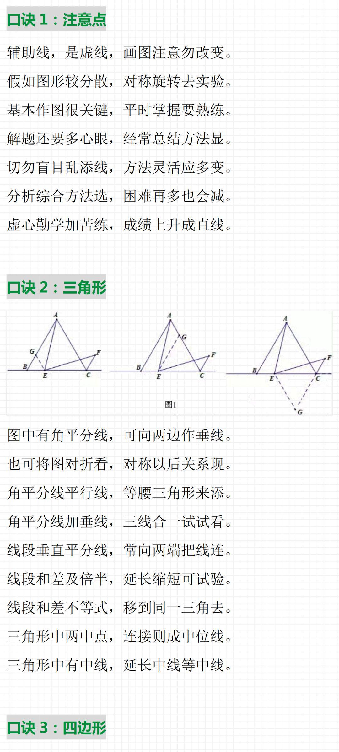 中考数学想要达到110分以上,必须掌握这4个几何辅助线口诀!