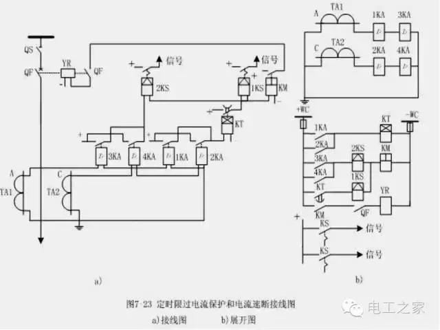 定时限过电流保护装置的接线图