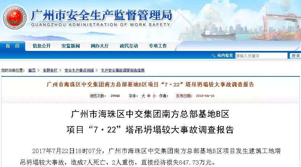 7人死亡50多人被追责!吊销项目经理/总监执业证书!广州“7·22”塔吊坍塌事故继续追责