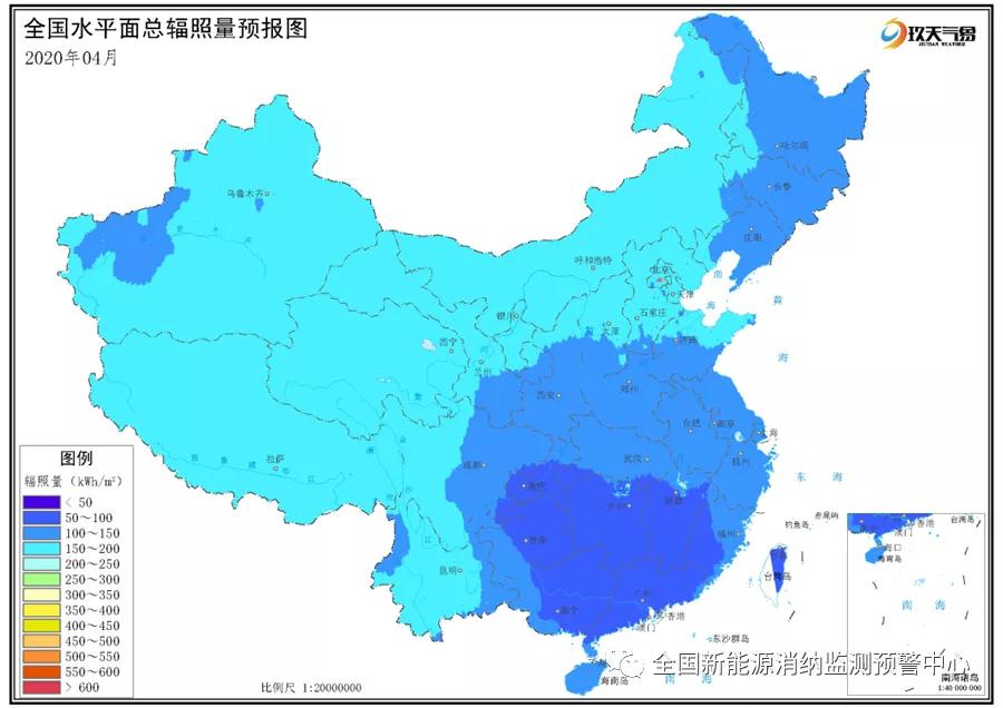 附图1 全国2020年4月平均风速分布预报图 (附图数据来源:中国气象局