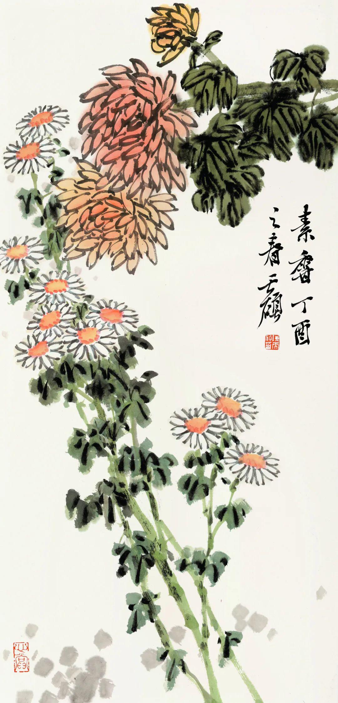 菊花2020年5月13日(周三)1馆藏作品欣赏明01陈淳《菊石兰竹图轴》