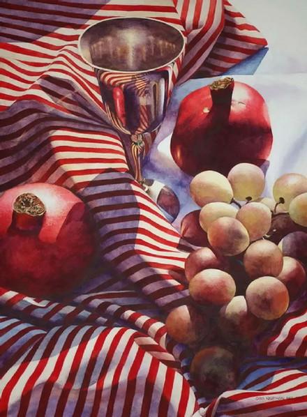 美国水彩画家的静物水果作品可以让人垂涎欲滴而不能自己