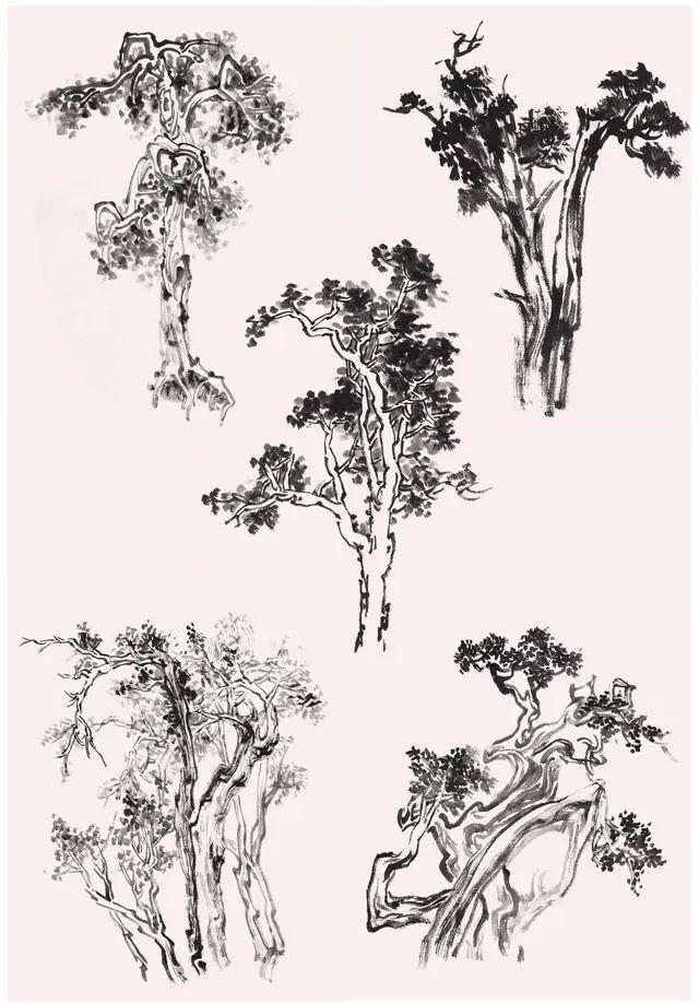 水墨国画柳树的画法详解,步骤图及作品创作