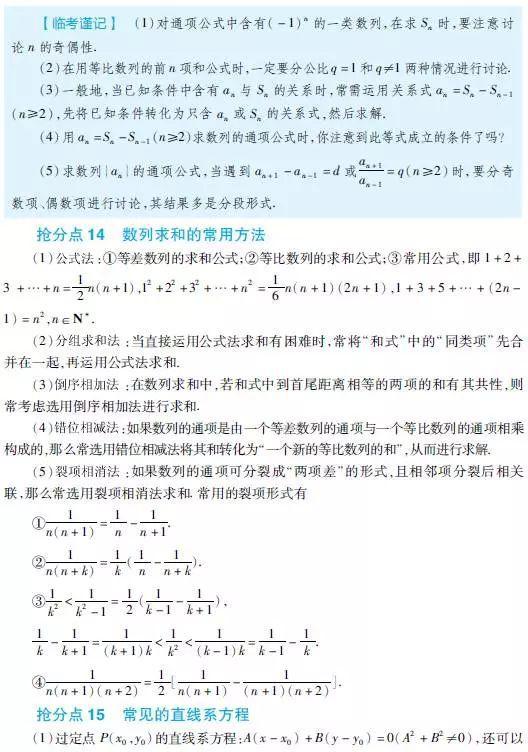「推论」高考数学拿高分必看的总结推论