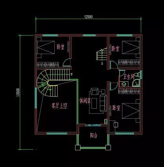 低调又奢华,12x13米欧式三层农村自建别墅_平面图