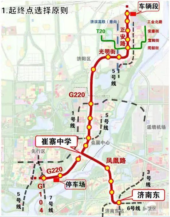 利用原坝王路折向北跨越济青高速及互通区,后沿凤凰路向北走行跨越