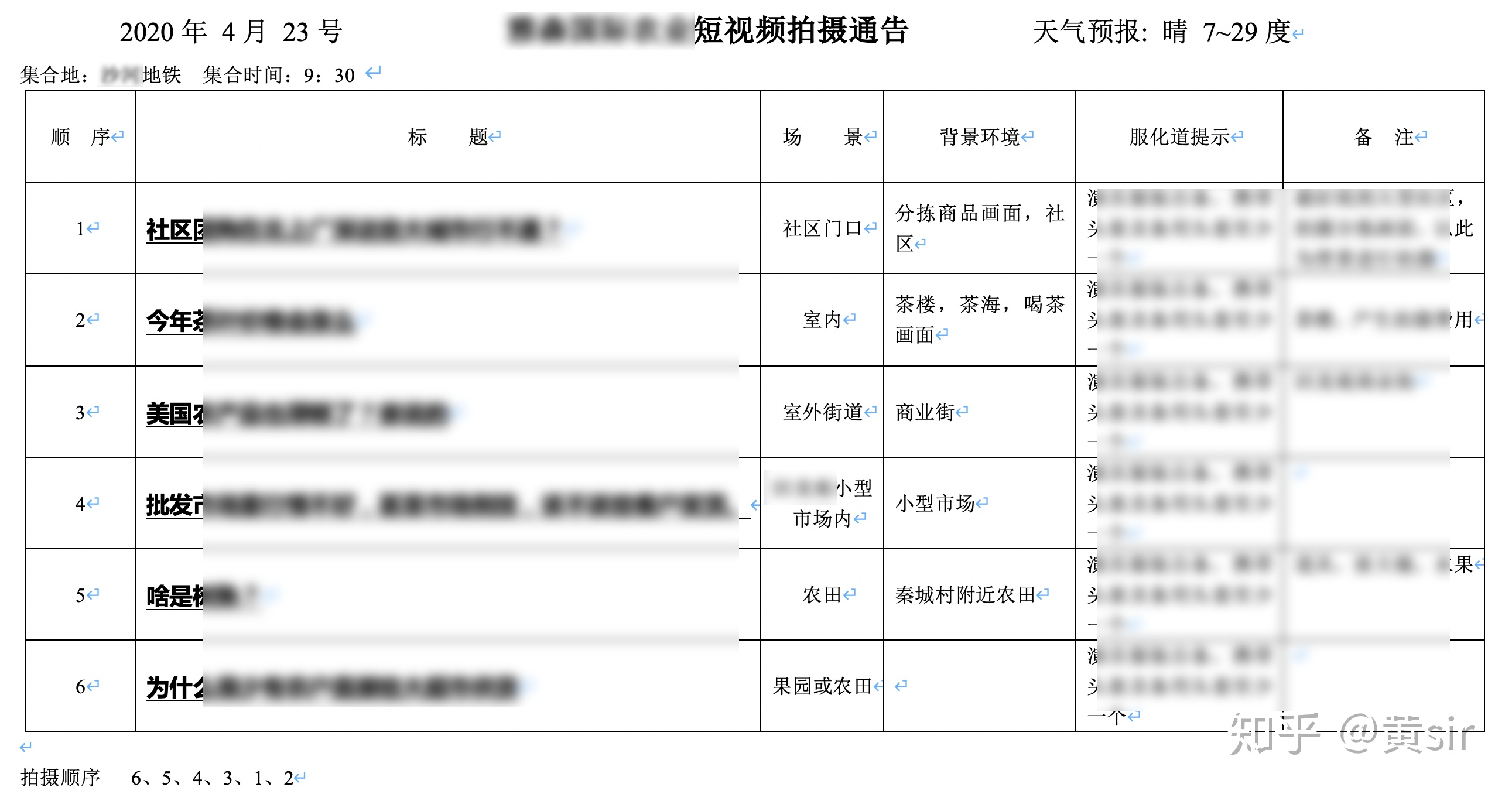 如何制定抖音短视频拍摄计划表?拍摄通告单都有什么内容?(附拍摄模板)