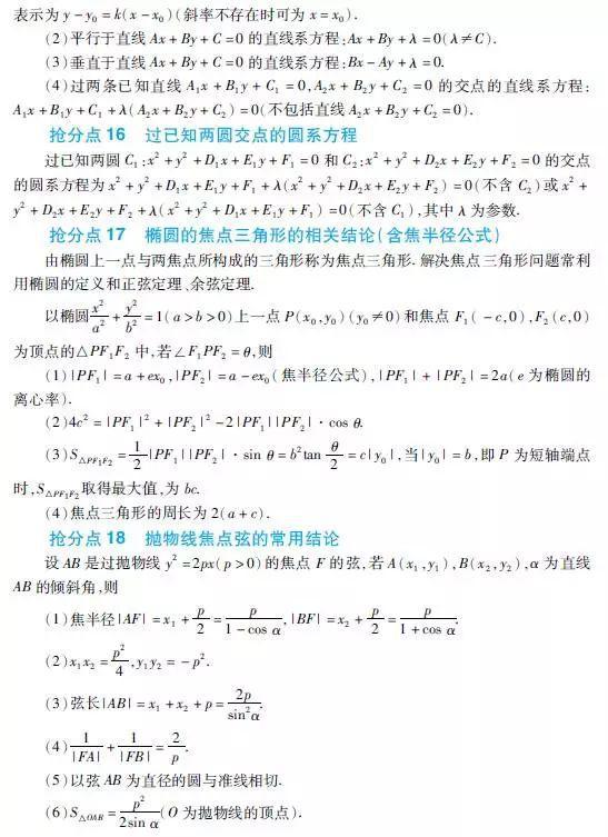 「推论」高考数学拿高分必看的总结推论