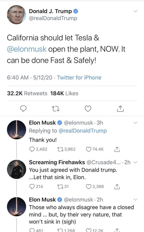 马斯克赢了！加州地方政府允许特斯拉复工，特