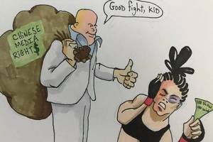 ufc遭欧美漫画讥讽:把张伟丽当工具狂赚中国人钱,却只分她一点