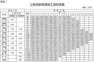 2020年公务员工资套改等级标准参考对照表!